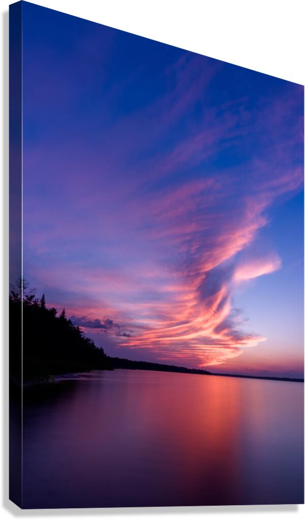 Fleeting clouds at sunset over Skeleton lake  Canvas Print