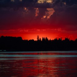 Blood Red Sunset at Skeleton Lake